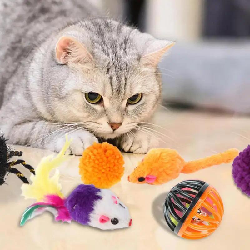 Cat Toys For Kittens Halloween Pumpkin Cube Catnip Toy Set Hide And Seek Cat Toy Feather Toys Cat Play Tunnel For Small Pets - Stuff Xs