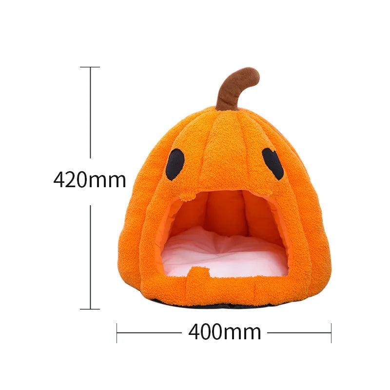 Halloween Pumpkin Cat Nest Autumn and Winter Warm Cat House Closed Cat Kennel Pets Halloween Pets - Stuff Xs