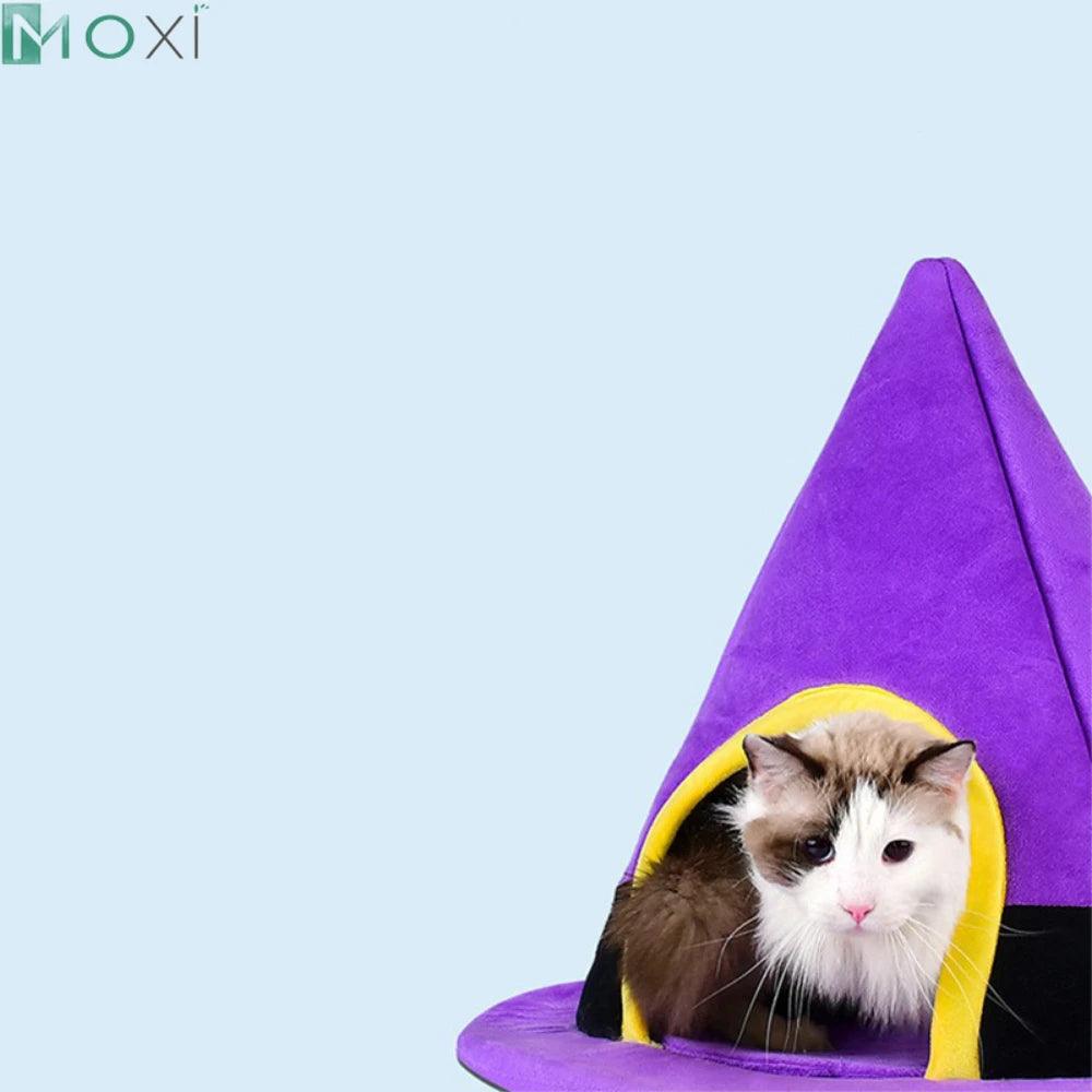 MOXI Halloween Soft Pet Cat Bed Semi-Enclosed Winter Small Dog Nest Animal Sleeping House Accessories Outdoor Indoor Basket Cat - Stuff Xs