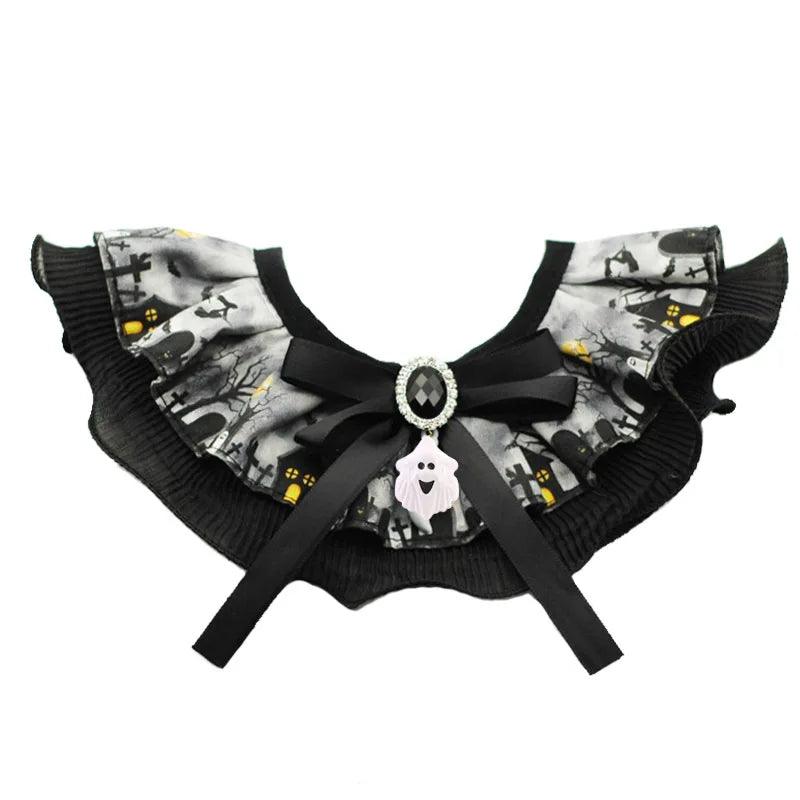 Halloween Lace Collar for Dogs Lace Drool Towel for Dogs and Cats Adjustable Collar Photo Accessory - Stuff Xs