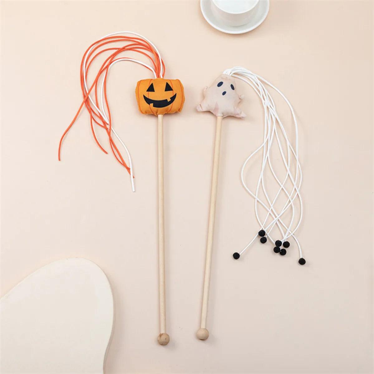 Cat Toy Cat Teaser Sticks Halloween Cat Stick Tassel Cat Stick Cute Cat Toy Halloween Pet Supplies - Stuff Xs