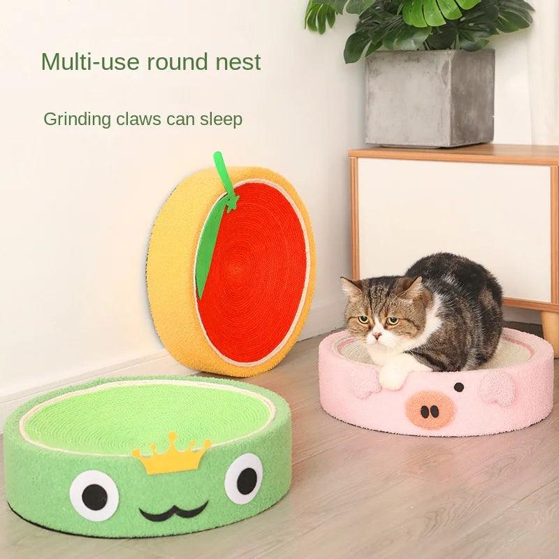 Teddy Plush Animal Sisal Basin Small Cat Climbing Frame Sisal Cat Bed Cute Cat Scratching Board Pet Supplies Cat Toys - Stuff Xs